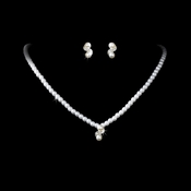 * Silver & White Pearl Necklace Earring Set NE 124 * Silver & White Pearl Necklace Earring Set NE 124