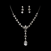 Necklace Earring Set NE 990 Silver Clear Necklace Earring Set NE 990 Silver Clear
