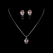 Necklace Earring Set N 6502 E 6504 Silver Pink Necklace Earring Set N 6502 E 6504 Silver Pink