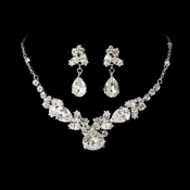Silver Crystal Bridal Jewelry Set NE 8314 Silver Crystal Bridal Jewelry Set NE 8314