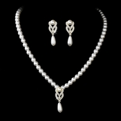 Necklace Earring Set 70075 Silver White Necklace Earring Set 70075 Silver White
