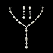 Necklace Earring Set 71685 Silver White Necklace Earring Set 71685 Silver White