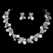 Pearl & CZ Necklace Earring Set 1306 Pearl & CZ Necklace Earring Set 1306