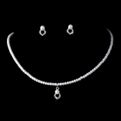 Child's Flowergirl Silver & White Pearl & Rhinestone Necklace Set NE 404 Child's Flowergirl Silver & White Pearl & Rhinestone Necklace Set NE 404