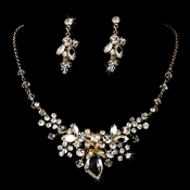 Gold Swarovski Necklace Earring Jewelry Set NE 8237 Gold Swarovski Necklace Earring Jewelry Set NE 8237