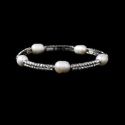 Freshwater Pearl & Silver Pave Stretch Bracelet 997 Freshwater Pearl & Silver Pave Stretch Bracelet 997