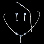 * Necklace Earring Bracelet Set 359 Silver Blue * Necklace Earring Bracelet Set 359 Silver Blue