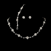 Necklace Earring Bracelet Set 384 Silver Clear AB Necklace Earring Bracelet Set 384 Silver Clear AB