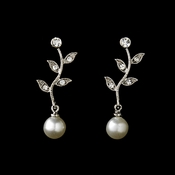 Silver & White Pearl Vine Bridal Earrings E 3512 Silver & White Pearl Vine Bridal Earrings E 3512