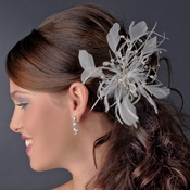 * White/Ivory Feather Fascinator Comb 1539 * White/Ivory Feather Fascinator Comb 1539