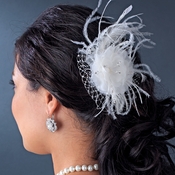 Feather Fascinator with Russian Veiling Accent Comb 8211 Feather Fascinator with Russian Veiling Accent Comb 8211