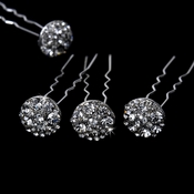 * 12 Gorgeous Silver Clear Crystal Hair Pins 0099 * 12 Gorgeous Silver Clear Crystal Hair Pins 0099
