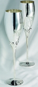 Wedding Toasting Flutes with Crystals at Stem FL 9018 Wedding Toasting Flutes with Crystals at Stem FL 9018