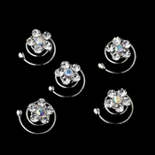 Twist In's 01 Clear Crystals w/ Aurora Borealis Center Flower (Set of 12) Twist In's 01 Clear Crystals w/ Aurora Borealis Center Flower (Set of 12)
