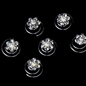 12 Stunning Silver Clear Rhinestone & White Pearl Flower Twist-Ins 05 12 Stunning Silver Clear Rhinestone & White Pearl Flower Twist-Ins 05