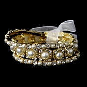 Delightful Triple Strand Gold Pearl Stretch Bracelet Set 8458 Delightful Triple Strand Gold Pearl Stretch Bracelet Set 8458