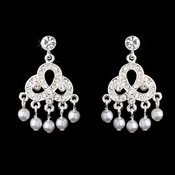 Silver & White Pearl Bridal Earrings E 499 Chandelier Silver & White Pearl Bridal Earrings E 499 Chandelier