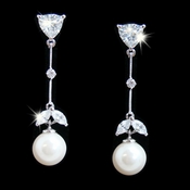 Beautiful Cubic Zirconia Bridal Earrings with a Pearl Drop E 3697 Beautiful Cubic Zirconia Bridal Earrings with a Pearl Drop E 3697