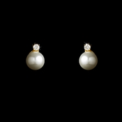 Chic Gold Clear CZ & Ivory Pearl Earrings 3615 Chic Gold Clear CZ & Ivory Pearl Earrings 3615