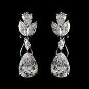 French Pierced Silver Cubic Zirconia Earrings E2807 French Pierced Silver Cubic Zirconia Earrings E2807