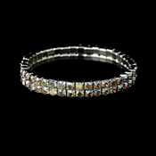 Alluring Silver 2 Row AB Rhinestone Stretch Bracelet 8012 Alluring Silver 2 Row AB Rhinestone Stretch Bracelet 8012