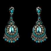 Teal Crystal Chandelier Earrings E 989 Teal Crystal Chandelier Earrings E 989