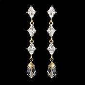 Elegant Gold & Clear Crystal Drop Earrings E 937 Elegant Gold & Clear Crystal Drop Earrings E 937
