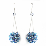 * Blue Aurora Borealis Beaded Ball Earring Set 8551 * Blue Aurora Borealis Beaded Ball Earring Set 8551