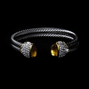 Silver with Yellow Stones Double Cuff Designer Bangle Bracelet 3262 Silver with Yellow Stones Double Cuff Designer Bangle Bracelet 3262