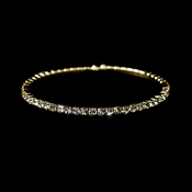 * Glamorous Gold Clear Rhinestone Single Adjustable Coil Bracelet 398 * Glamorous Gold Clear Rhinestone Single Adjustable Coil Bracelet 398