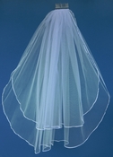 Double Layer Fingertip Length Bridal Veil with a Satin Ribbon Edge 30" and 36" VS F Double Layer Fingertip Length Bridal Veil with a Satin Ribbon Edge 30" and 36" VS F