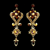 Gold Brown Multi Crystal Chandelier Earrings 1031 Gold Brown Multi Crystal Chandelier Earrings 1031
