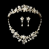 Pearl & Crystal Bridal Jewelry & Tiara Set NE 8001 HP 8452(Gold or Silver) Pearl & Crystal Bridal Jewelry & Tiara Set NE 8001 HP 8452(Gold or Silver)