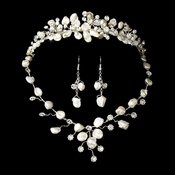 Freshwater Pearl & Crystal Bridal Necklace Earring & Tiara Set HP 8134 Freshwater Pearl & Crystal Bridal Necklace Earring & Tiara Set HP 8134
