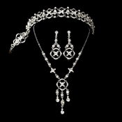 Elegant Rhinestone Bridal Necklace Earring & Tiara Set***Tiara Slightly Irregular Noticeable Yellow Marks*** Elegant Rhinestone Bridal Necklace Earring & Tiara Set***Tiara Slightly Irregular Noticeable Yellow Marks***