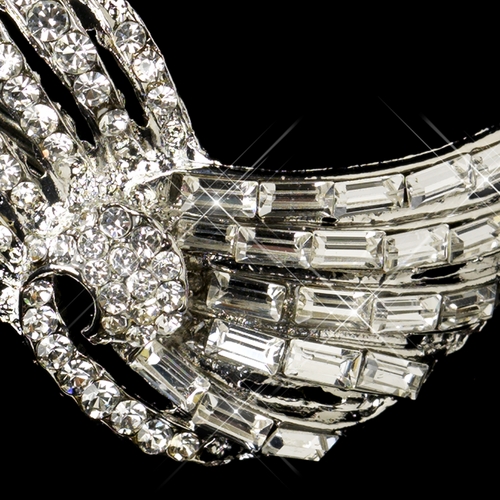 Antique Silver Clear Rhinestone Vintage Deco Style Clip 102 Antique Silver Clear Rhinestone Vintage Deco Style Clip 102