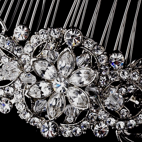 Antique Silver Crystal Bridal Hair Comb 934 Antique Silver Crystal Bridal Hair Comb 934