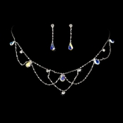 * Silver AB Necklace & Earring Bridal Jewelry Set NE 8000 * Silver AB Necklace & Earring Bridal Jewelry Set NE 8000