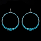 Turquoise Rhinestone Hoop Earrings E 951 Turquoise Rhinestone Hoop Earrings E 951