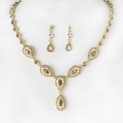 * Stunning Gold Brown AB Pave Crystal Jewelry Set NE 908 * Stunning Gold Brown AB Pave Crystal Jewelry Set NE 908