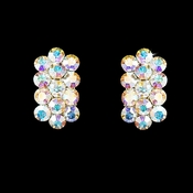* AB Aurora Borialis Clip On Crystal Bridal Earrings E 24678 * AB Aurora Borialis Clip On Crystal Bridal Earrings E 24678