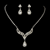 Silver Clear Tear Drop Rhinestone Necklace & Earrings Bridal Jewelry Set 12715 Silver Clear Tear Drop Rhinestone Necklace & Earrings Bridal Jewelry Set 12715