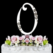 French Flower ~ Swarovski Crystal Wedding Cake Topper ~ Silver Number 0 French Flower ~ Swarovski Crystal Wedding Cake Topper ~ Silver Number 0
