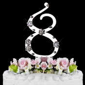 French Flower ~ Swarovski Crystal Wedding Cake Topper ~ Silver Number 8 French Flower ~ Swarovski Crystal Wedding Cake Topper ~ Silver Number 8