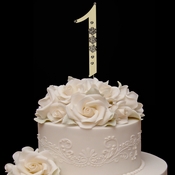 French Flower ~ Swarovski Crystal Wedding Cake Topper ~ Gold Number 1 French Flower ~ Swarovski Crystal Wedding Cake Topper ~ Gold Number 1