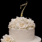 French Flower ~ Swarovski Crystal Wedding Cake Topper ~ Gold Number 7 French Flower ~ Swarovski Crystal Wedding Cake Topper ~ Gold Number 7