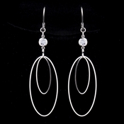 Silver Clear Oval Crystal Dangle Earrings 8725 Silver Clear Oval Crystal Dangle Earrings 8725