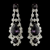 Silver Clear Crystal & Amethyst Rhinestone Bridal Earrings 70013 Silver Clear Crystal & Amethyst Rhinestone Bridal Earrings 70013