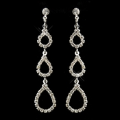 Silver Clear Three Tiered Tear Drop Rhinestone Bridal Earrings 25301 Silver Clear Three Tiered Tear Drop Rhinestone Bridal Earrings 25301