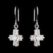 Silver Clear Rhinestone Dangle Drop Cross Earrings 24786 Silver Clear Rhinestone Dangle Drop Cross Earrings 24786